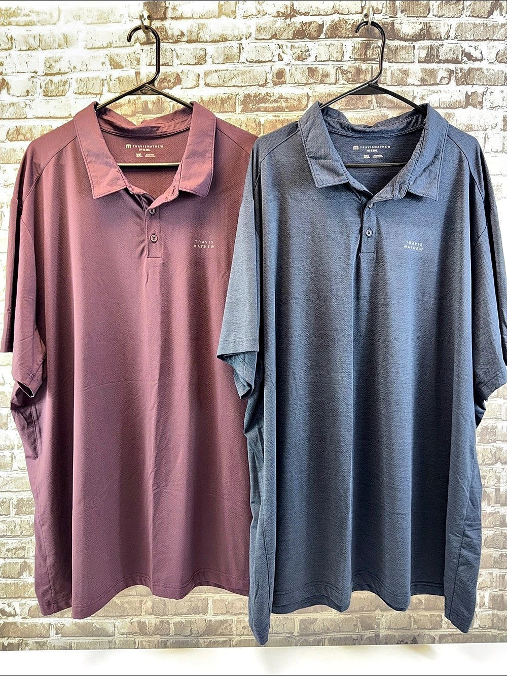 2 TravisMathew Fit by DXL Performance Polo Shirt Blue & Purple 3XL